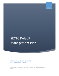 SKCTC Default Management Plan - Southeast Kentucky Community