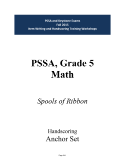 PSSA Grade 4 Math Handscoring Materials `Spools of Ribbon`