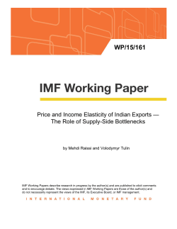 Price and Income Elasticity of Indian Exports &mdash; The Role of