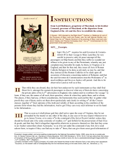 Lord Baltimore, Instructions for Maryland, 1633