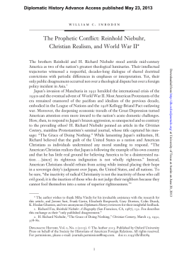 The Prophetic Conflict: Reinhold Niebuhr, Christian Realism, and
