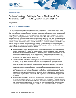 The Role of Cost Accounting in U.S. Health Systems