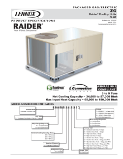Raider® Rooftop Units 3 to 5 Tons Net Cooling Capacity − 34,600 to