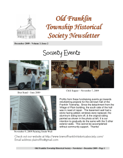 December 2009 - Old Franklin Township Historical Society