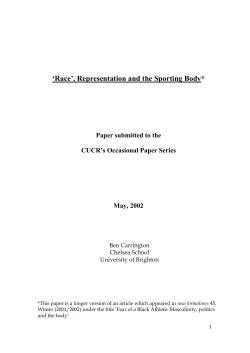 `Race`, Representation and the Sporting Body