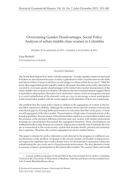 Overcoming Gender Disadvantages. Social Policy Analysis of urban