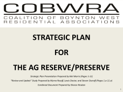 COBWRA Ag Reserve Strategic Plan Update