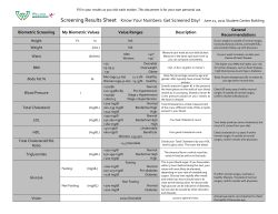 Know Your Numbers Results Sheet