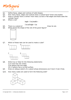 Q1. Define faces, edges and vertices of solid shapes. Q2. How many