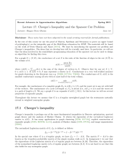 Lecture 17: Cheeger`s Inequality and the Sparsest Cut