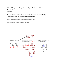 Solve this system of equations using substitution. Check. 3y