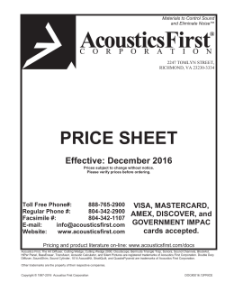 price sheet - Acoustics First