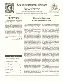Newsletter - Shakespeare Oxford Fellowship