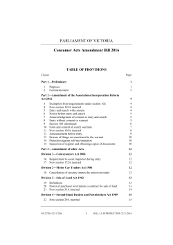 Consumer Acts Amendment Bill 2016