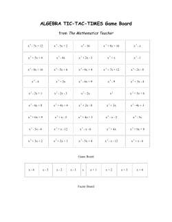 ALGEBRA TIC-TAC-TIMES Game Board