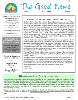 5 May Good News - San Carlos United Methodist Church