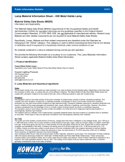 Lamp Material Information Sheet &ndash; HID Metal