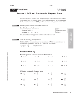 GCF and Fractions in Simplest Form