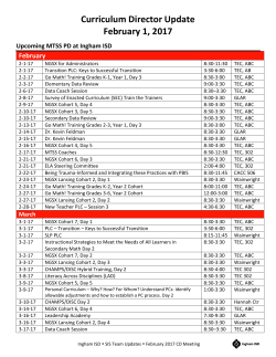 Curriculum Director Update February 1, 2017