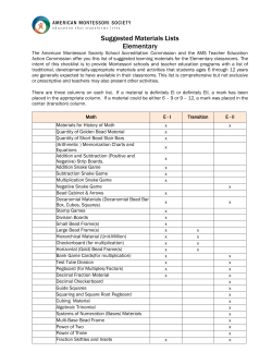 Suggested Materials Lists Elementary