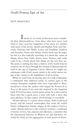 Ovid`s Protean Epic of Art
