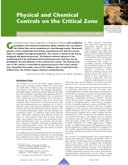 Physical and Chemical Controls on the Critical Zone