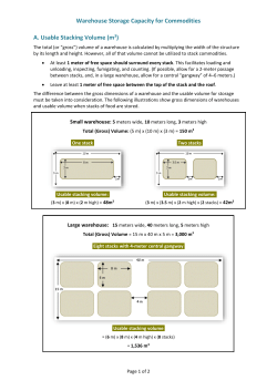 Warehouse Storage Capacity for Commodities GUIDELINES