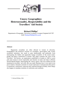 Heterosexuality, Respectability and the Travellers` Aid Society