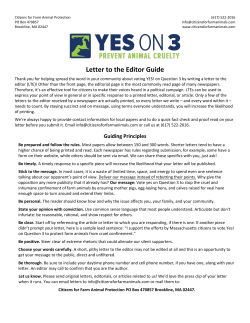 Letter to the Editor Guide - Citizens For Farm Animal Protection