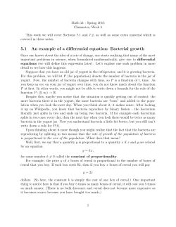 5.1 An example of a differential equation: Bacterial growth