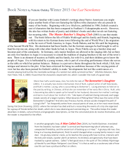 Book Notesby Valerie Oakley Winter 2015 Out East Newsletter her