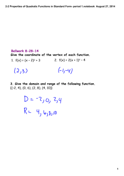 2-2 Properties of Quadratic Functions in Standard Form