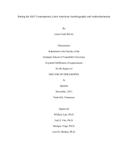 Stating the Self: Contemporary Latin American Autobiography and
