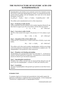 The Manufacture of Sulfuric Acid and Superphosphate