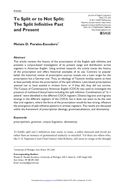 To Split or to Not Split: The Split Infinitive Past and Present