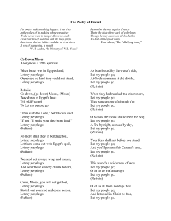 The Poetry of Protest Go Down Moses Anonymous C19th Spiritual