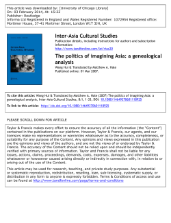 Inter-Asia Cultural Studies The politics of imagining Asia: a
