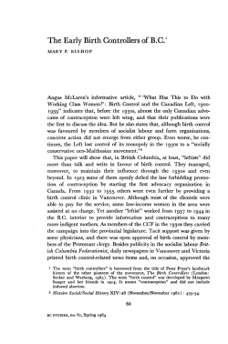 The Early Birth Controllers of BC1 - UBC Library