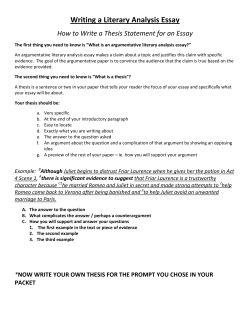 Writing a Literary Analysis Essay