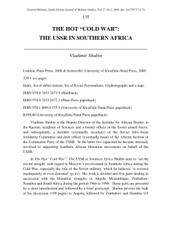 THE HOT &ldquo;COLD WAR&rdquo;: THE USSR IN SOUTHERN AFRICA