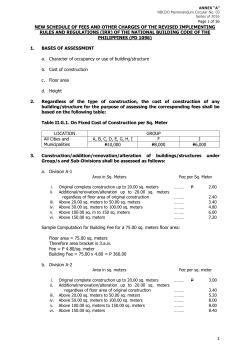 NEW SCHEDULE OF FEES
