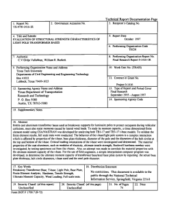 Report 0-1416-1 - Evaluation of Structural Strength Characteristics