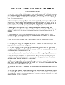 some tips to surviving in amerikkkan prisons