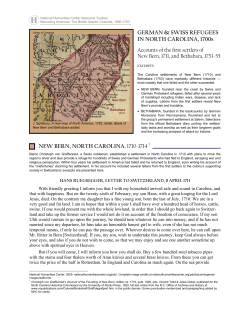 Germans and Swiss Refugees in North Carolina, 1700s