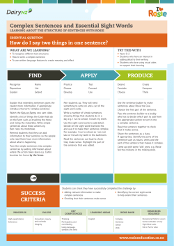 Complex Sentences and Essential Sight Words