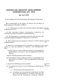 AUSTRALIAN INDUSTRY DEVELOPMENT CORPORATION ACT