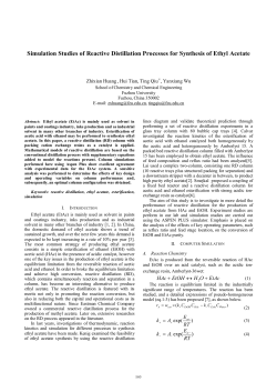 Simulation Studies of Reactive Distillation Processes for Synthesis