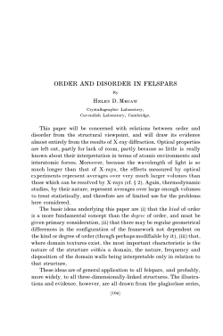 ORDER AND DISORDER IN FELSPARS
