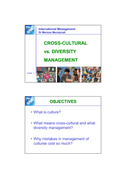 CROSS-CULTURAL vs. DIVERSITY MANAGEMENT