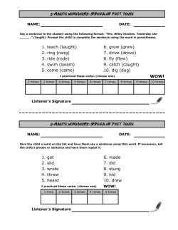 1. teach (taught) 6. grow (grew) 2. ring (rang) 7. drive - 5